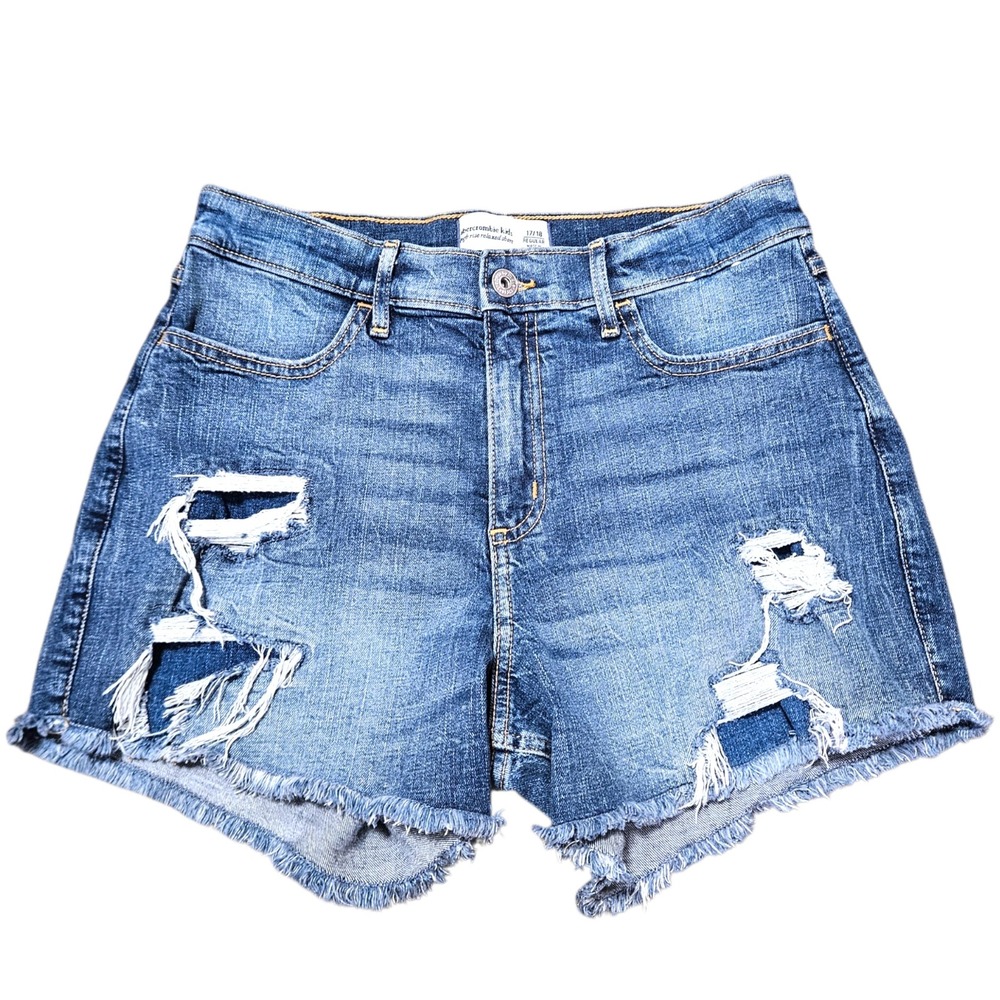 Abercrombie Kids 17/18 Distressed Denim Shorts Adjustable Waist Size 17/18 - Picture 1 of 9